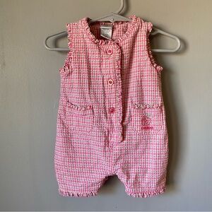 Vintage OshKosh Strawberry Pink Gingham Romper